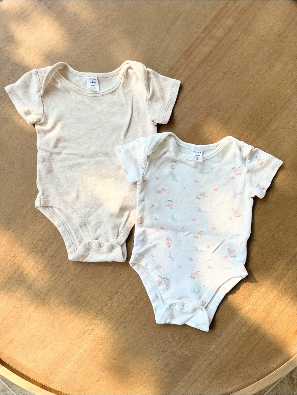 Nordstrom Baby 2-Piece Cotton Short-Sleeve Bodysuits, 9 Months